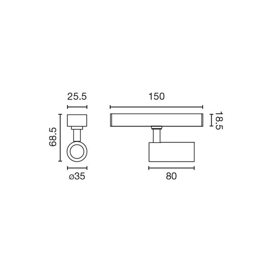 Floodlight NESO SLIM HOLE-5W 2700K 40 DEGREES BLACK DALI