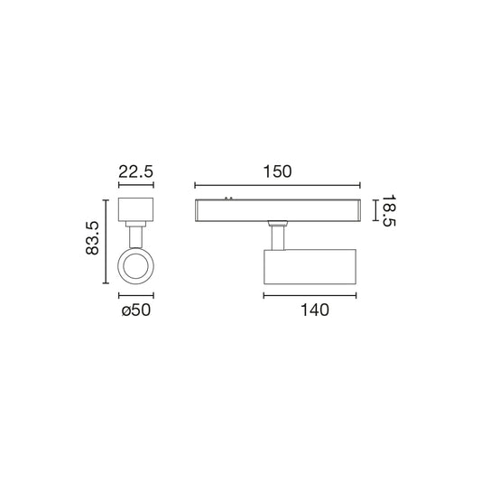 Floodlight NESO SLIM HOLE-10W 2700K 36 DEGREES BLACK DALI