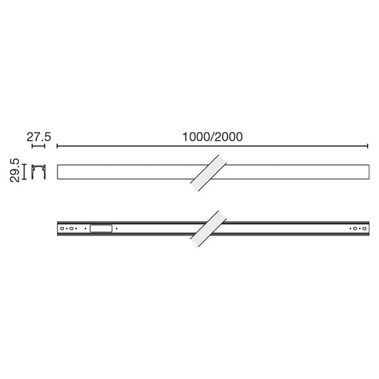 Surface-mounted lamp NESO SLIM 2M SUSPENSION RAIL BLACK SURFACE