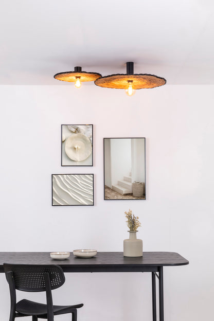 COSTAS 600 H140 Black/rattan wall/ceiling lamp