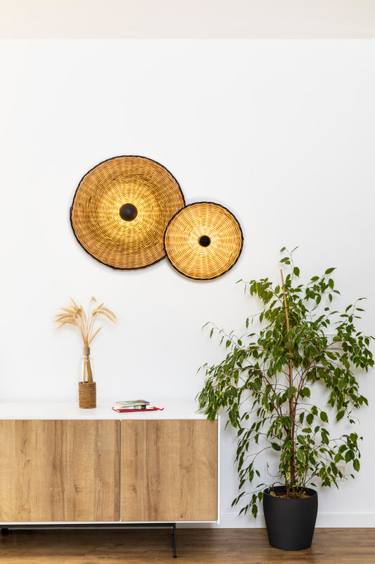 Wall light COSTAS WALL/CEILING BLACK P.RATAN E27 ø400*140mm