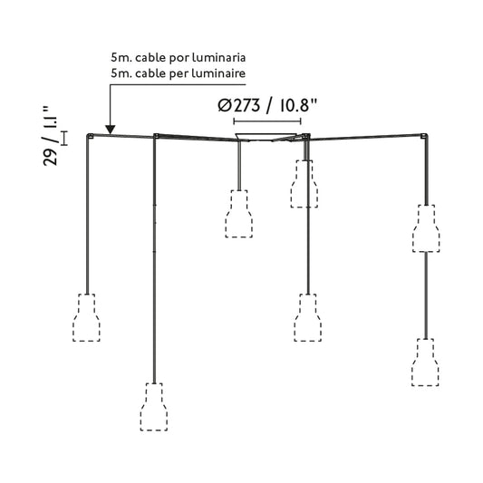 CLAIRE 7L Black pendant lamp