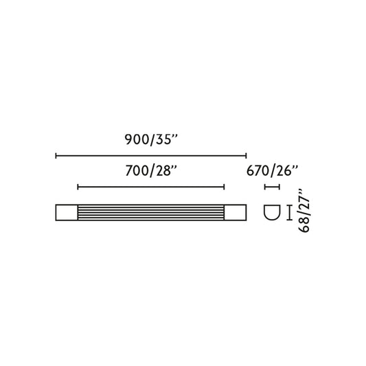 Wall light KIVA 900 BLACK WALL LIGHT LED 14W 2700K