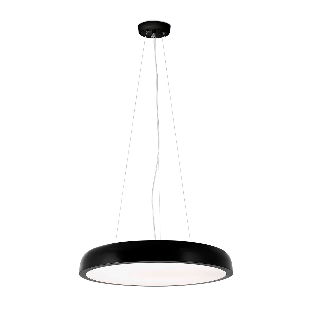 Black pendant light on a white background