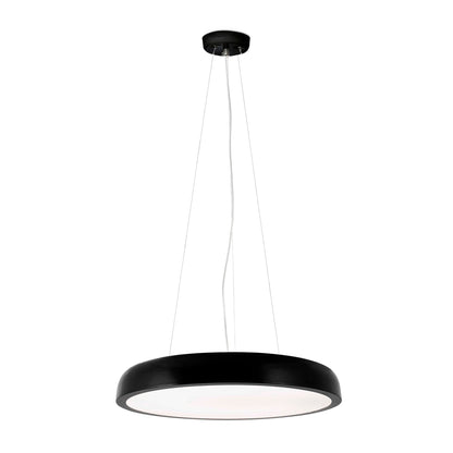 Black pendant light on a white background