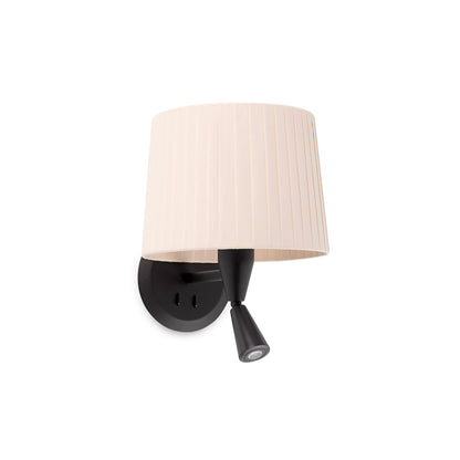 SAMBA Black/ribbon beige wall lamp with reader