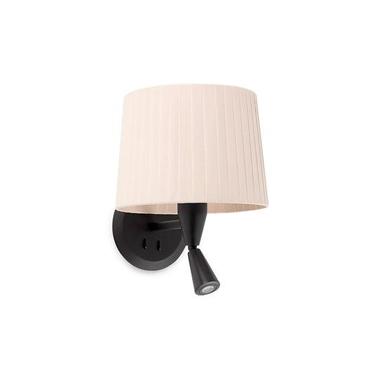 SAMBA Black/ribbon beige wall lamp with reader