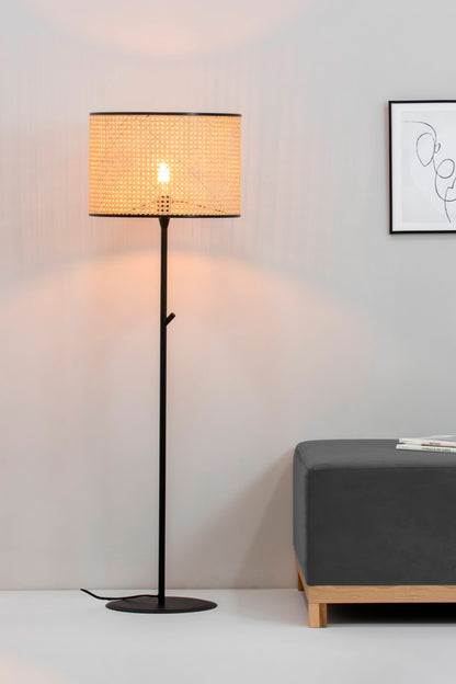 MAMBO Black/rattan floor lamp