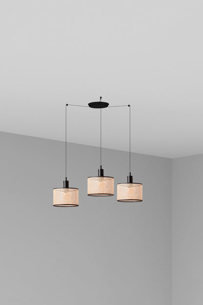 MAMBO 210 3L Black/rattan pendant lamp