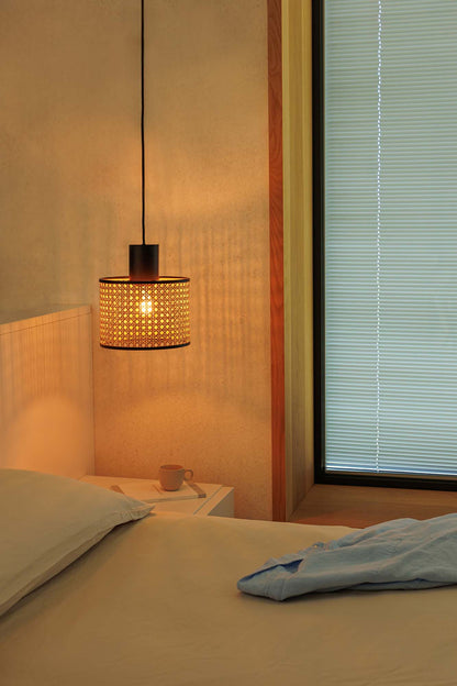 MAMBO 210 Black/rattan pendant lamp