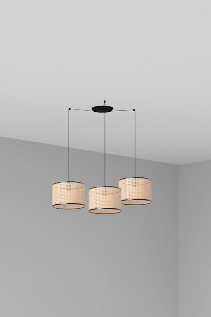 MAMBO 320 3L Black/rattan pendant lamp