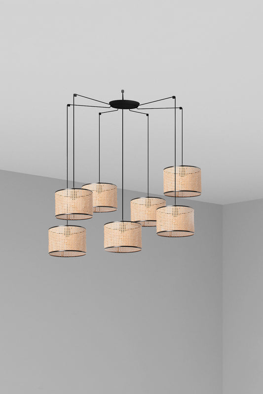 Pendant lamp MAMBO COLG NEGRO P. RATAN E27 ø320*213*ø320 7L