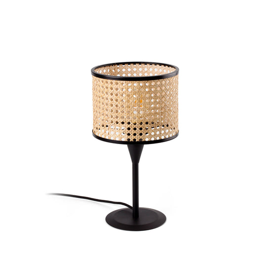 Lámpara de mesa MAMBO S negra/rattan