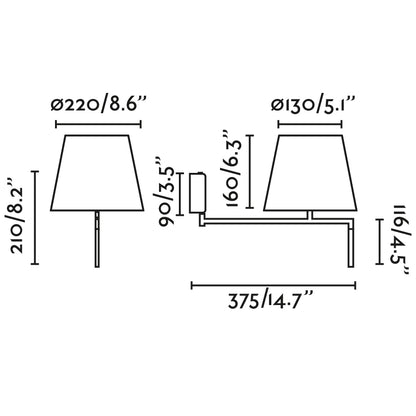 RON Dark grey/beige wall lamp
