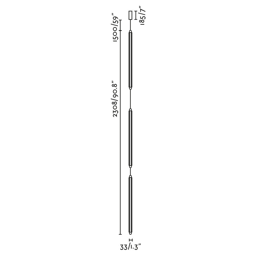 LUMINA 600 3L Black pendant 36W 2200K DALI