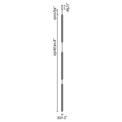 LUMINA 600 3L Black pendant recessed frameless 36W 2700K