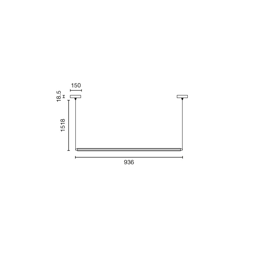 NESO SLIM LUMINA 900 1L Black horizontal pendant 12W 2200K