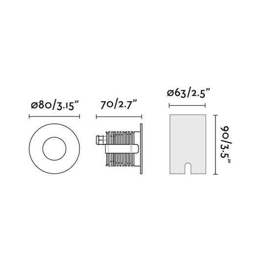 Recessed lamp GRUND BLACK ANODIZED 7W 350 mA LED 36° 2700K