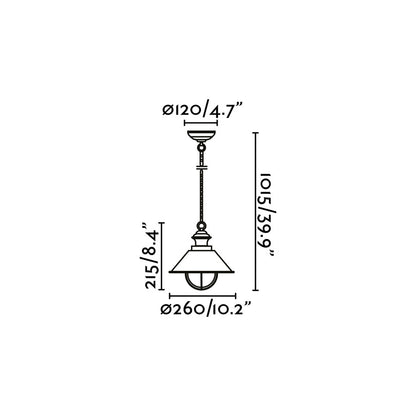 NÁUTICA 260 White and copper pendant lamp