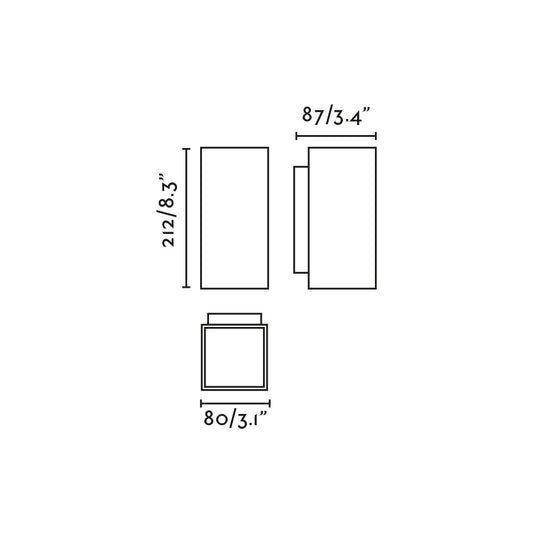 KOV 2L Lámpara de pared cuadrada blanca 3000K 14°/34°