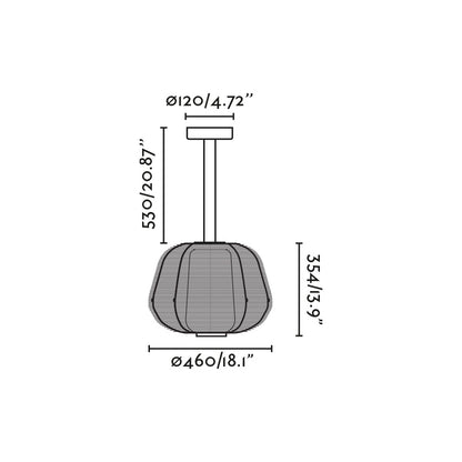 NARA M black fixed pendant light 1xE27