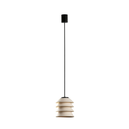 Pendant light with stacked cylindrical design on a white background