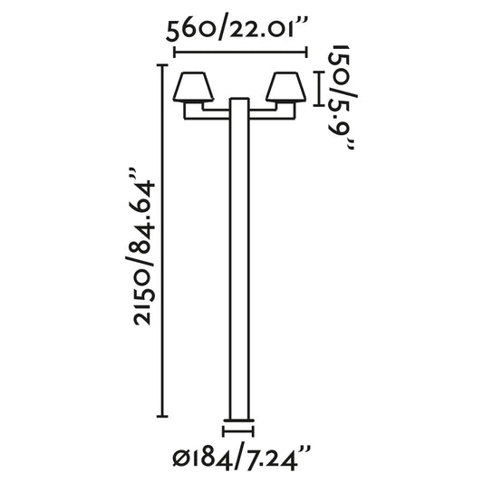 Street light MISTU DARK GREY STREET LIGHT 2XE27 MAX 15W