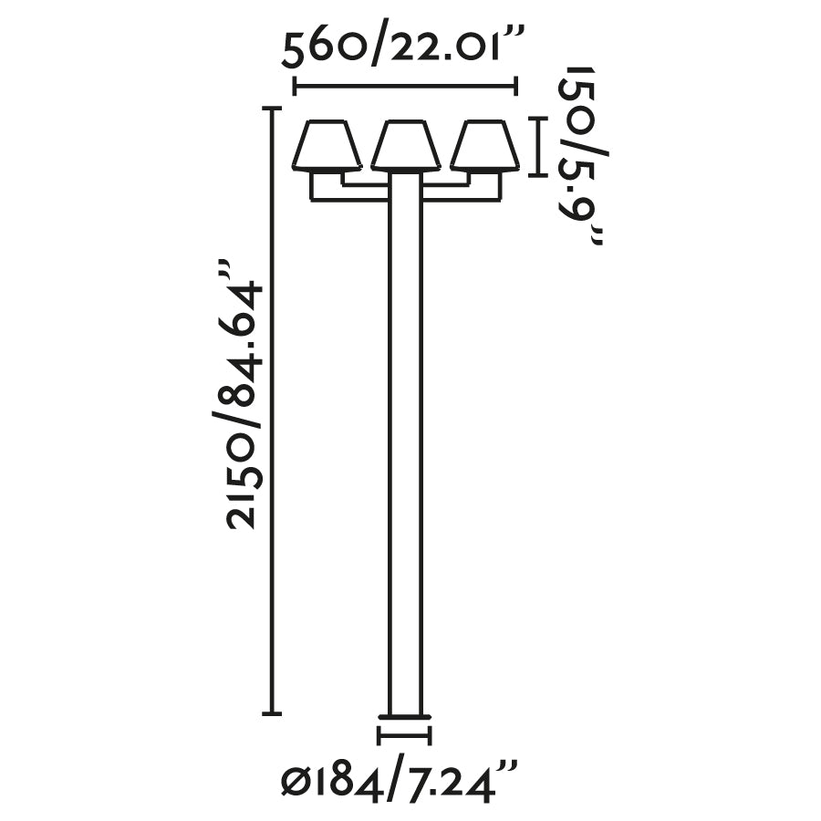 MISTU 3L Dark grey pole lamp