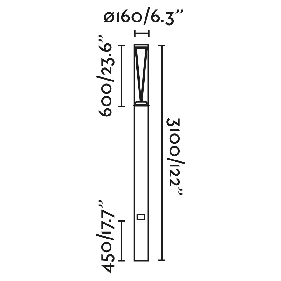RUSH 3100 Tumegripp mastvalgusti 3.1M 4000K 360º lai DALI