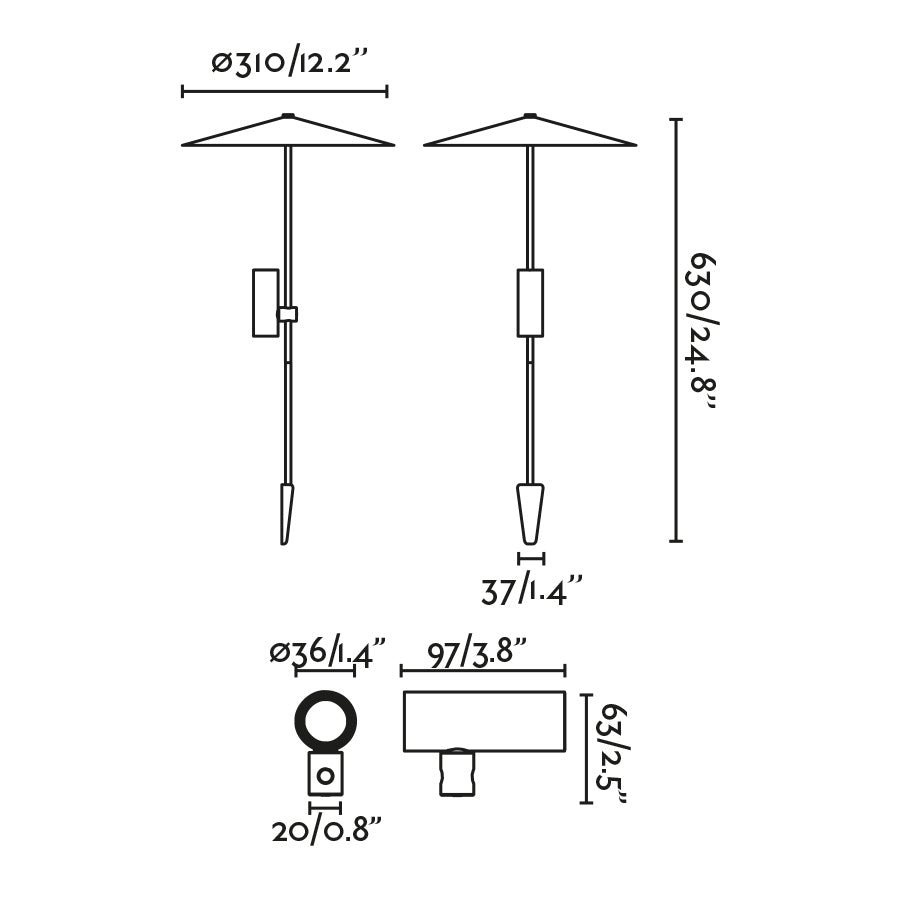 CLAP 630 Black spike 6W 3000K 38º with screen 24V