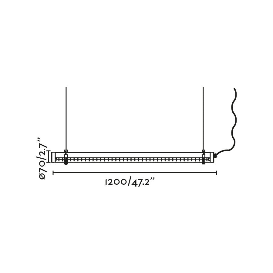 SCUBA LOUVER 1200 Black pendant lamp 36W