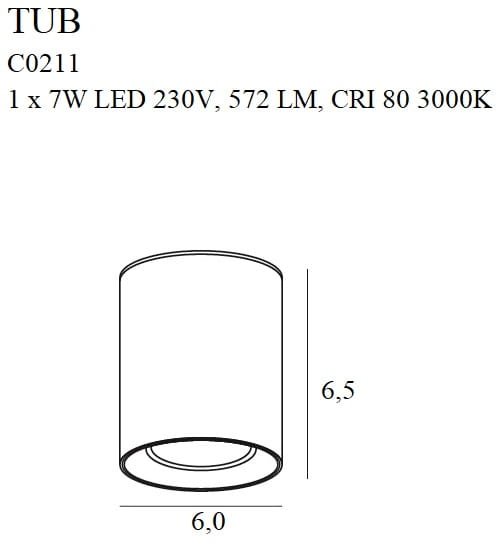 Maxlight C0211 Tub + decoratieve ring RC0155/C0156