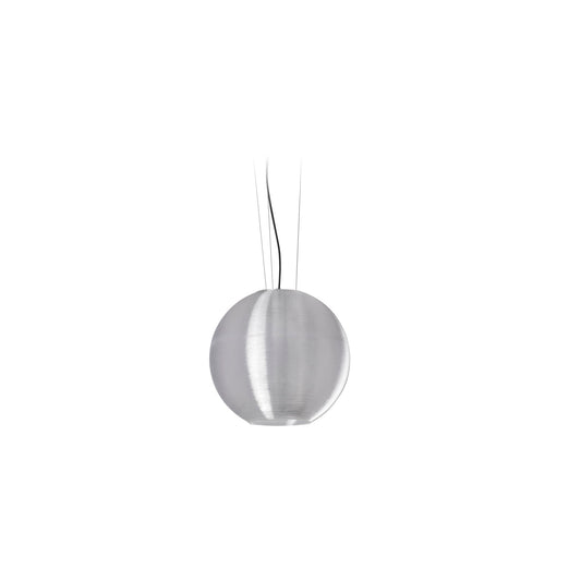 A studio shot of the modern spherical Aire 450 architectural pendant light showcasing its textured crystalline shade. Featured in the VXR Space lighting collection.