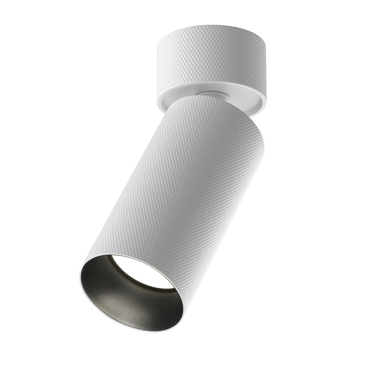 White textured cylindrical light fixture on a white background