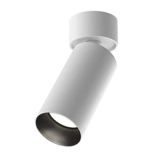 White textured cylindrical light fixture on a white background