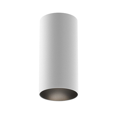 German-engineered Artisan Surface Ceiling Light in White. Textured 54mm aluminium cylinder design, replaceable GU10 LED socket & 5-year warranty