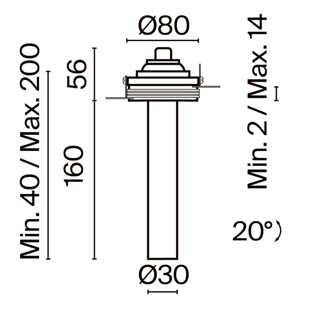 Downlight C140TRS-L200-7W3K-B