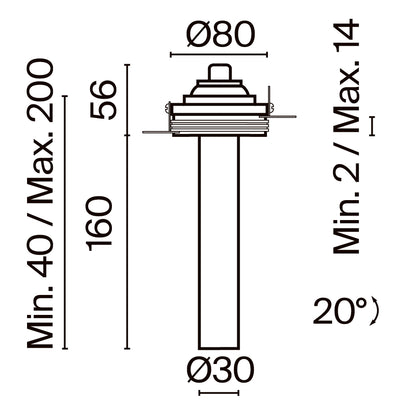 Downlight C140TRS-L200-7W3K-B