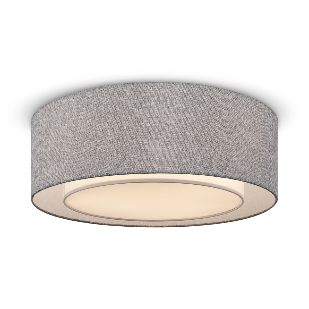 Ceiling light fixture with gray shade on a white background