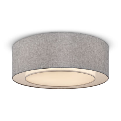 Ceiling light fixture with gray shade on a white background