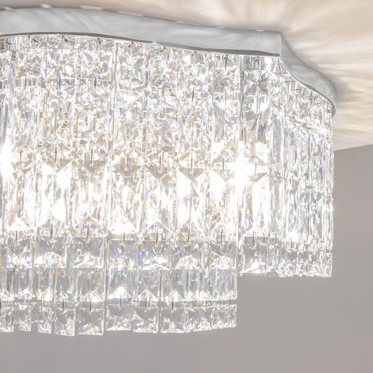 Crystal chandelier hanging from a ceiling