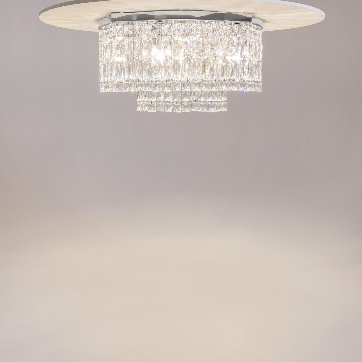 Chandelier with crystal accents on a plain background