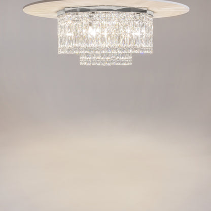 Chandelier with crystal accents on a plain background