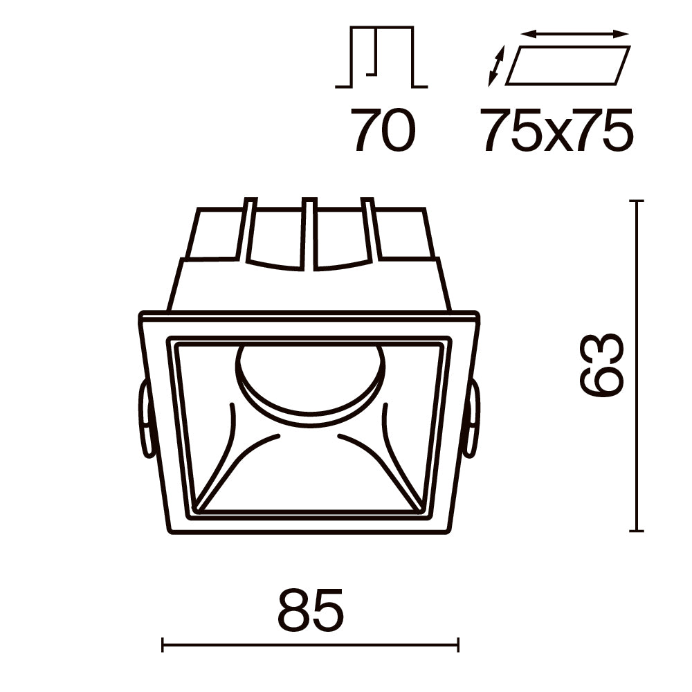 Süvisvalgusti DL043-01-15W3K-D-SQ-W