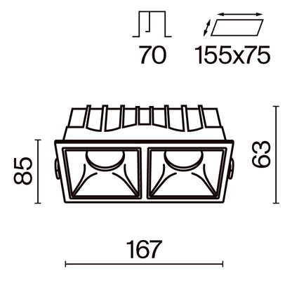 Süvisvalgusti DL043-02-15W4K-SQ-W