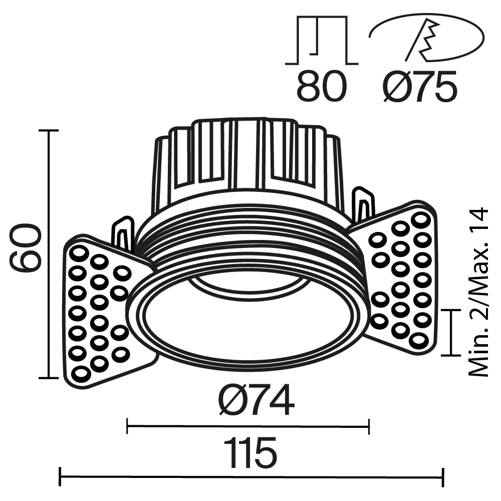 Einbaustrahler DL058-12W3K-TRS-W