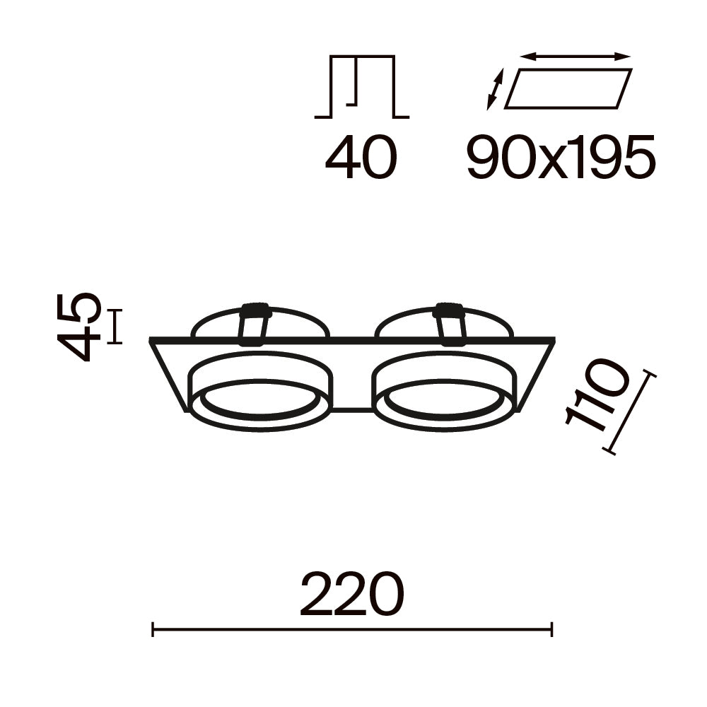 Süvisvalgusti DL086-02-GX53-SQ-BG