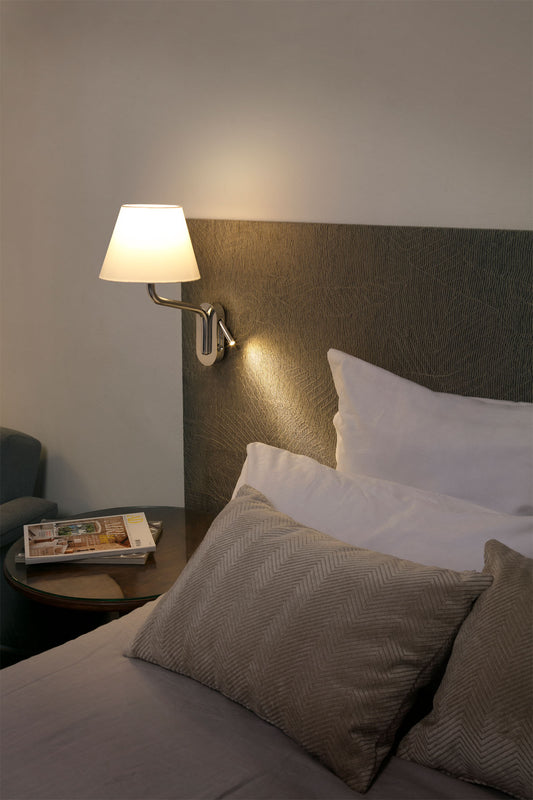 Applique murale Eterna beige avec liseuse à gauche 470mm