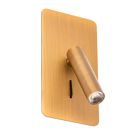 The Suau bronze recessed LED reading wall light by Faro Barcelona featuring an adjustable spotlight and built-in switch on a white background. Available to buy at the VXR Space store.