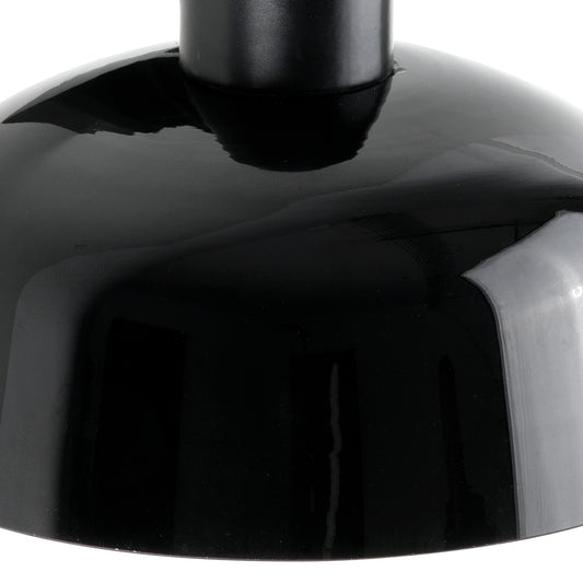 Detail shot of the Tatawin black metal lampshade showcasing its high-gloss reflective finish and minimalist satin black cap on a white background. Available to buy at the VXR Space store.